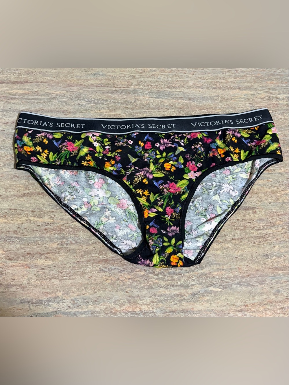 Victoria's Secret Black Floral Hiphugger Panty